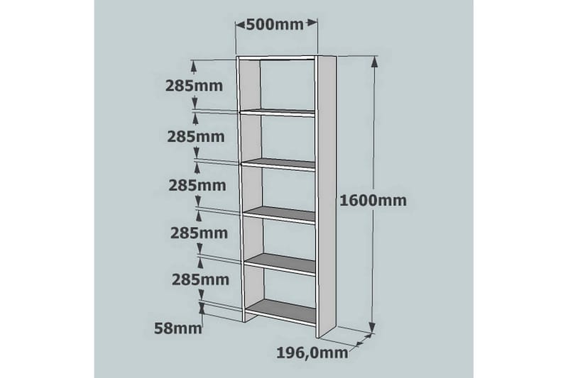 Rinorea Bokhylle 160 cm i Eik - Brun - Oppbevaring - Hyller - Bokhylle