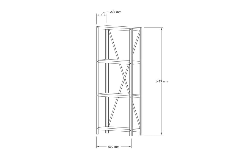 Rinorea Bokhylle 60x149,5 cm - Hvit - Oppbevaring - Hyller - Bokhylle