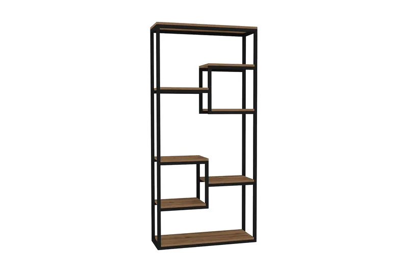 Rinorea Bokhylle 85 cm i Metall med Treplate, Sort
