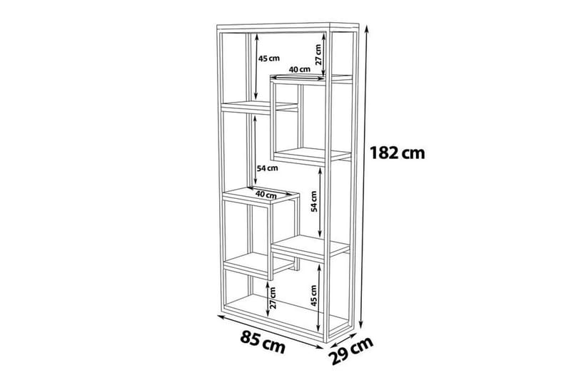 Rinorea Bokhylle 85 cm i Metall med Treplate - Sort - Oppbevaring - Hyller - Bokhylle