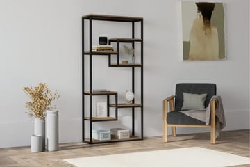 Rinorea Bokhylle 85 cm i Metall med Treplate - Svart - Oppbevaring - Hyller - Bokhylle