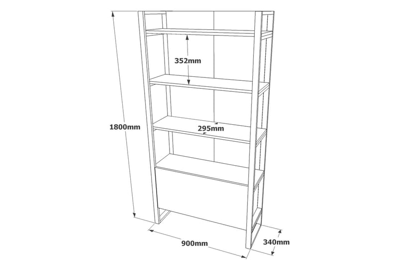 Rinorea Bokhylle 90 cm i Eik - Lysebrun - Oppbevaring - Hyller - Bokhylle