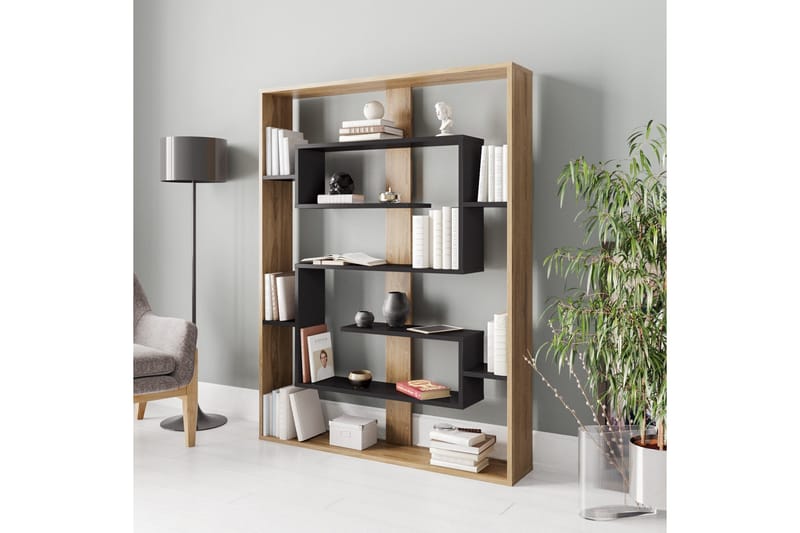 Schmand Bokhylle 120 cm - Svart|Eik - Oppbevaring - Hyller - Bokhylle