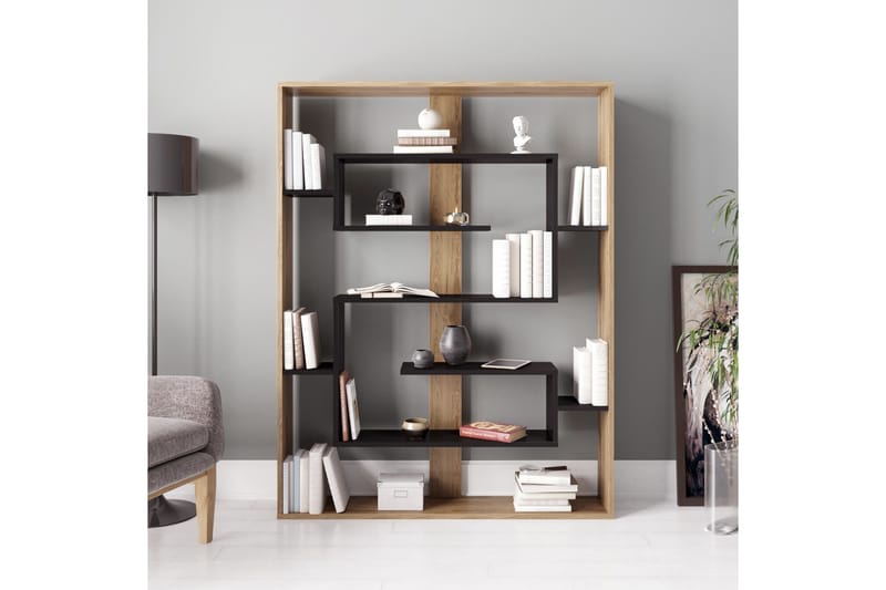 Schmand Bokhylle 120 cm - Svart|Eik - Oppbevaring - Hyller - Bokhylle