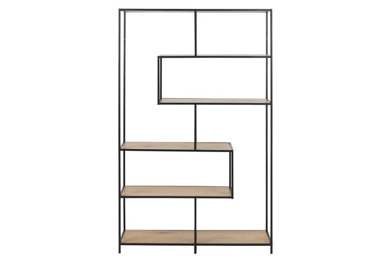 Seaford Bokhylle 114 cm i Metall med Trehylle, Sort|Brun