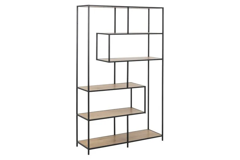 Seaford Bokhylle 114 cm i Metall med Trehylle - Sort|Brun - Oppbevaring - Hyller - Bokhylle