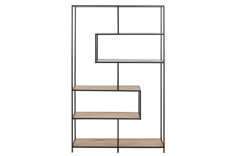 Seaford Bokhylle 114 cm i Metall med Trehylle, Svart|Brun