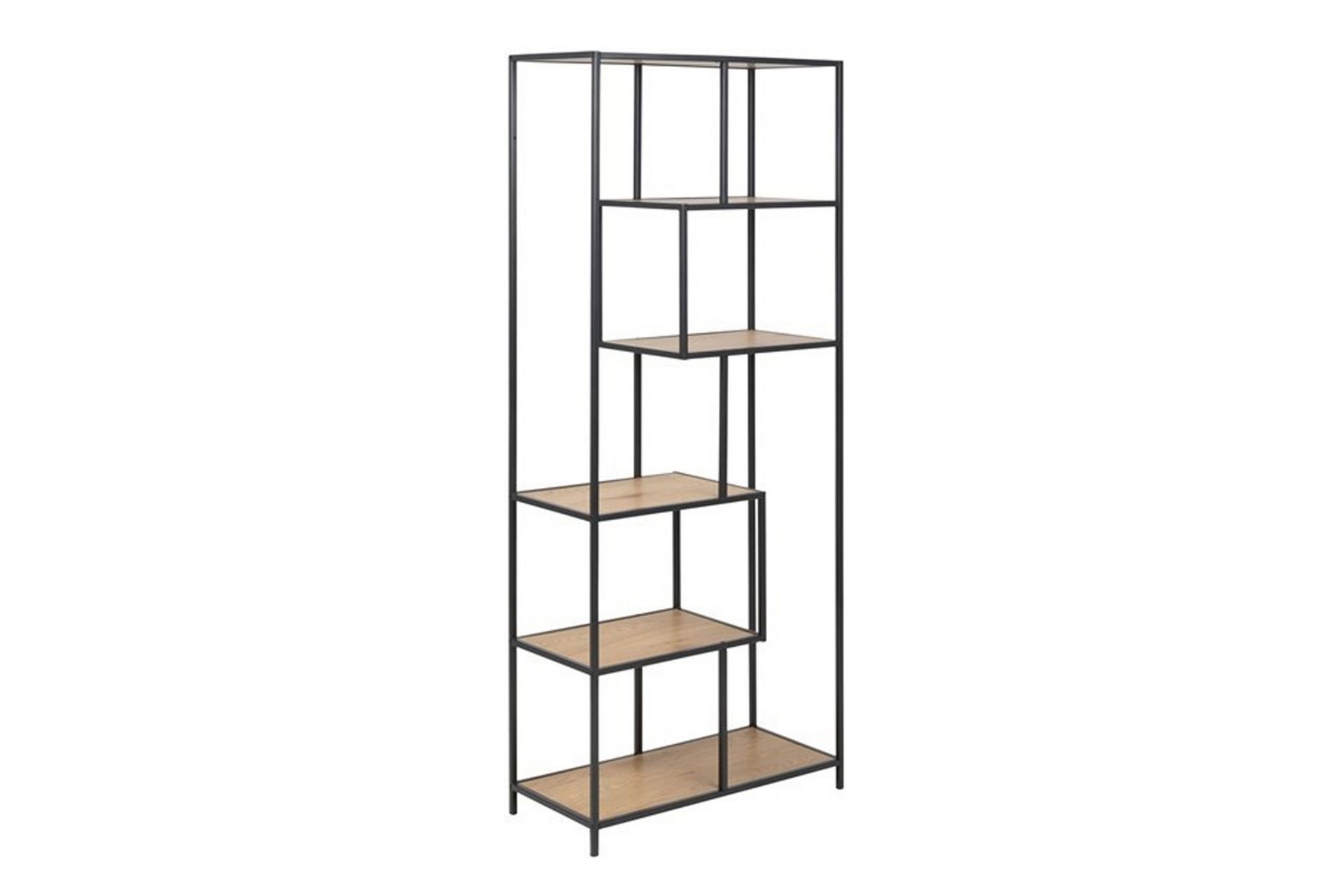Seaford Hylle 77x35x185 cm Eik/Svart - Oppbevaring - Hyller - Bokhylle