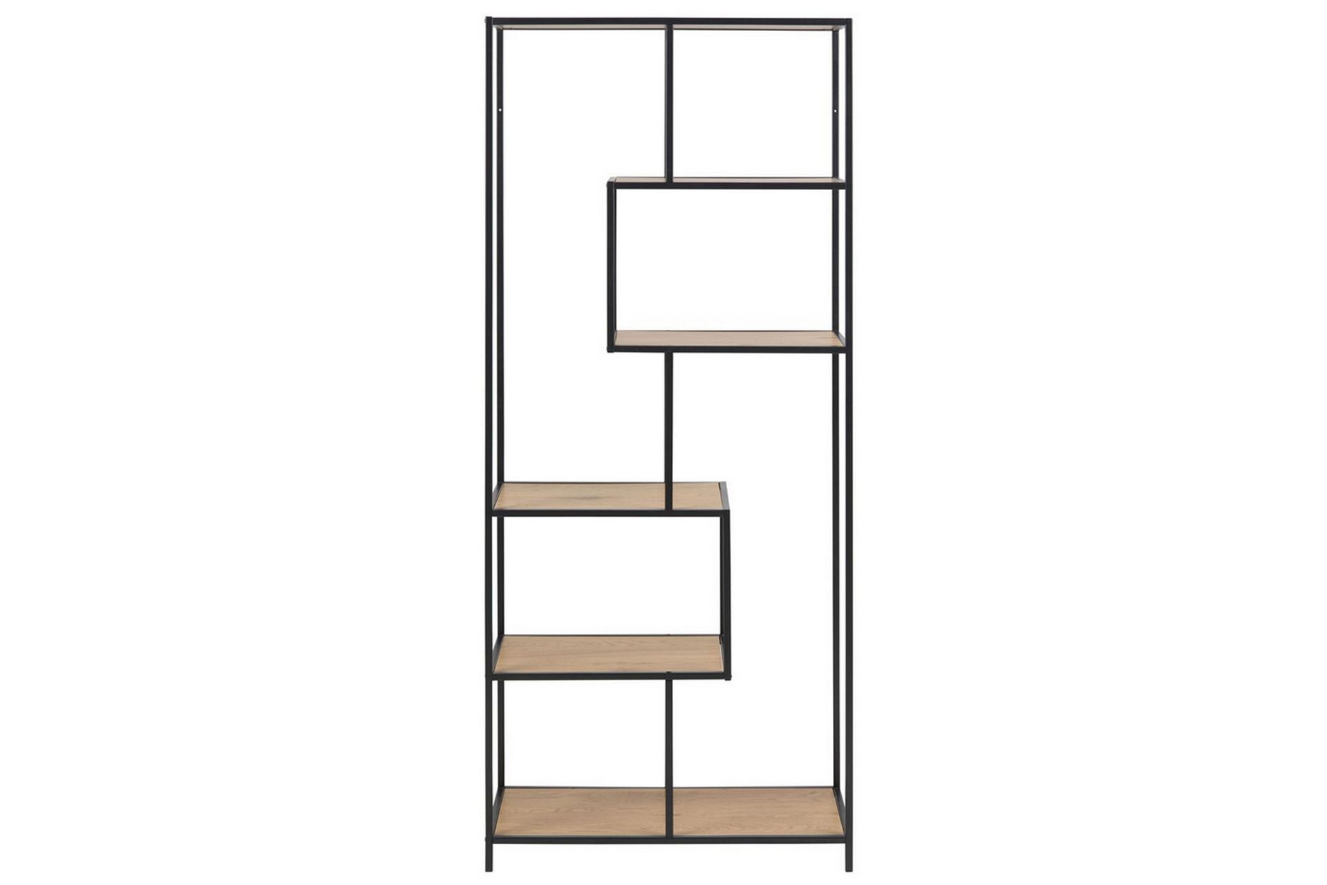 Seaford Hylle 77x35x185 cm Eik/Svart - Oppbevaring - Hyller - Bokhylle