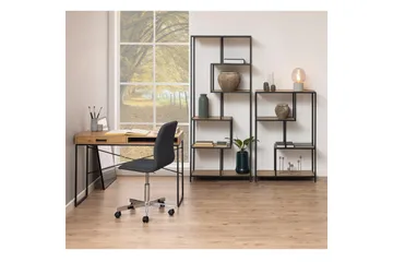 Seaford Hylle 77x35x185 cm Eik/Svart - Oppbevaring - Hyller - Bokhylle