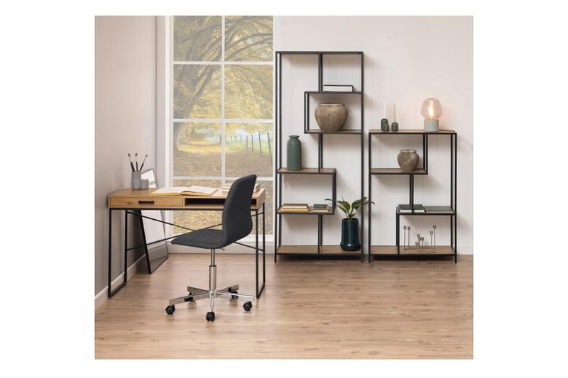 Seaford Hylle 77x35x185 cm Eik/Svart - Oppbevaring - Hyller - Bokhylle