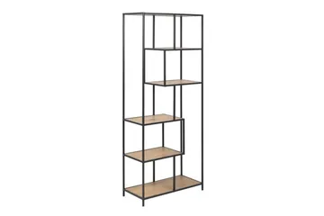 Seaford Hylle 77x35x185 cm Eik/Svart - Oppbevaring - Hyller - Bokhylle