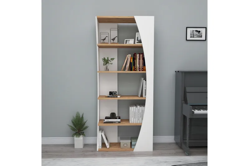 Selge Bokhylle 63,6 cm i Eik - Hvit - Oppbevaring - Hyller - Bokhylle