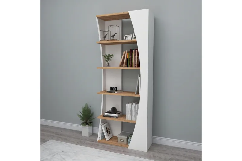 Selge Bokhylle 63,6 cm i Eik - Hvit - Oppbevaring - Hyller - Bokhylle
