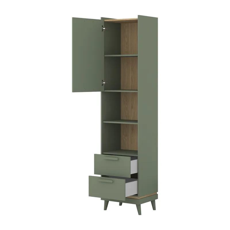 Bokhylle Skandi 1 Dør 2 Skuffer - Oppbevaring - Hyller - Bokhylle