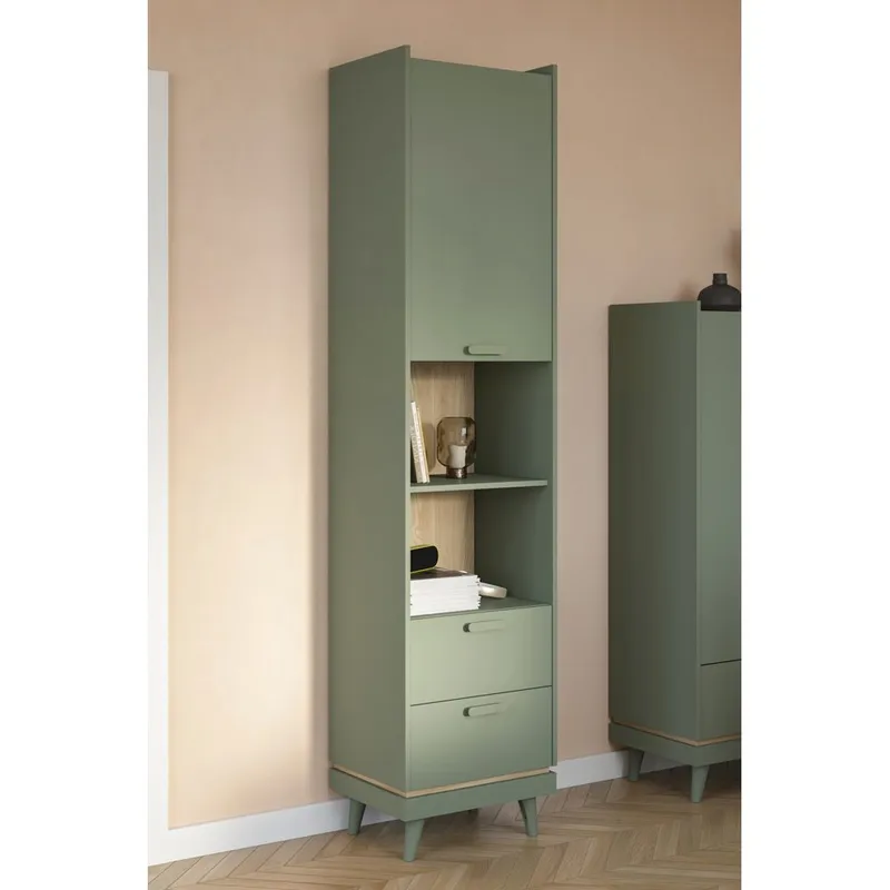 Bokhylle Skandi 1 Dør 2 Skuffer - Oppbevaring - Hyller - Bokhylle