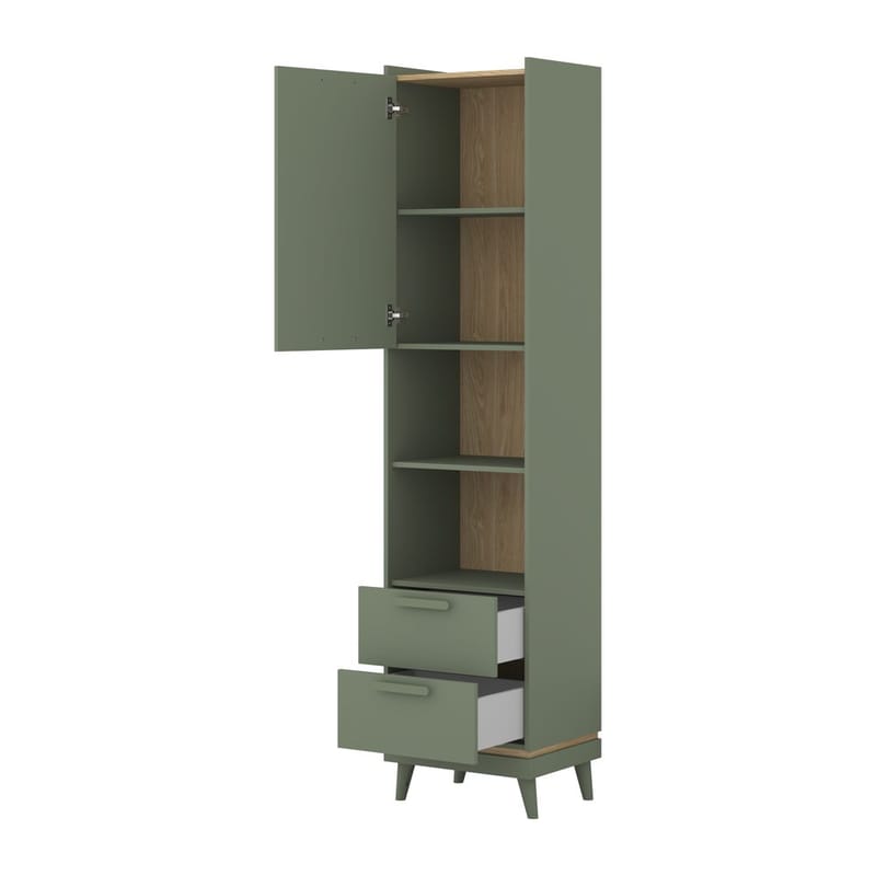 Bokhylle Skandi 1 Dør 2 Skuffer - Oppbevaring - Hyller - Bokhylle