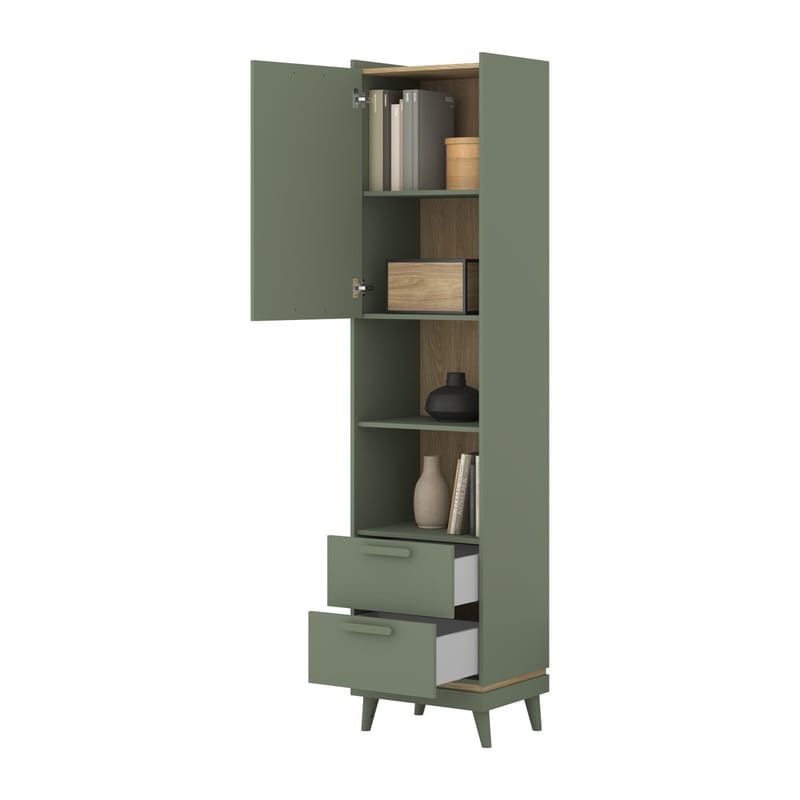 Bokhylle Skandi 1 Dør 2 Skuffer - Oppbevaring - Hyller - Bokhylle