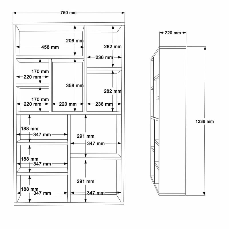 Bokhylle Skye Decor Bren (75 x 123,6 x 22 cm) Hvit - Hvit - Oppbevaring - Hyller - Bokhylle