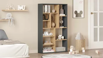 Bokhylle Skye Decor Bren (75 x 123,6 x 22 cm) Natural Anthracite - Natur og antrasitt - Oppbevaring - Hyller - Bokhylle