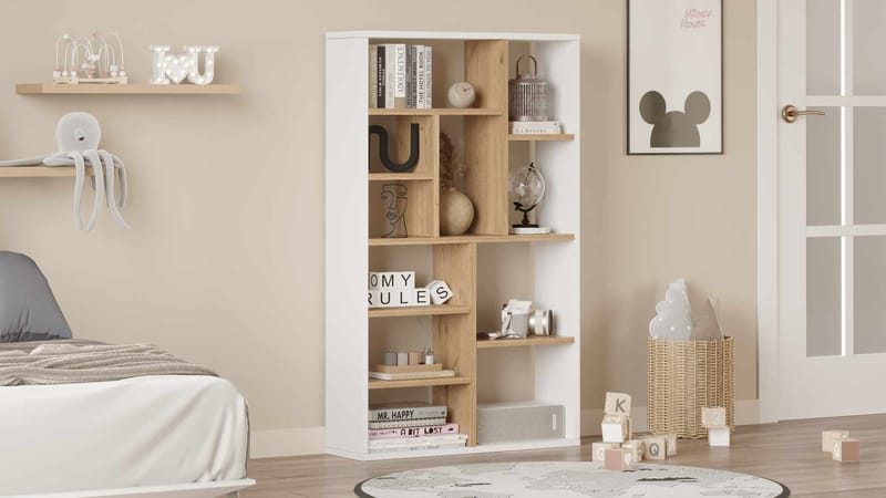 Bokhylle Skye Decor Bren (75 x 123,6 x 22 cm) Natural White - Naturlig og hvit - Oppbevaring - Hyller - Bokhylle