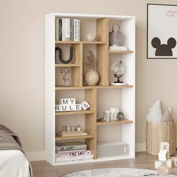Bokhylle Skye Decor Bren (75 x 123,6 x 22 cm) Natural White - Naturlig og hvit - Oppbevaring - Hyller - Bokhylle