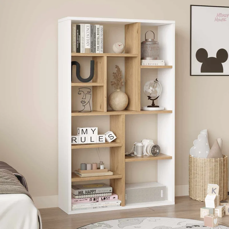 Bokhylle Skye Decor Bren (75 x 123,6 x 22 cm) Natural White - Naturlig og hvit - Oppbevaring - Hyller - Bokhylle