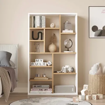 Bokhylle Skye Decor Bren (75 x 123,6 x 22 cm) Natural White - Naturlig og hvit - Oppbevaring - Hyller - Bokhylle