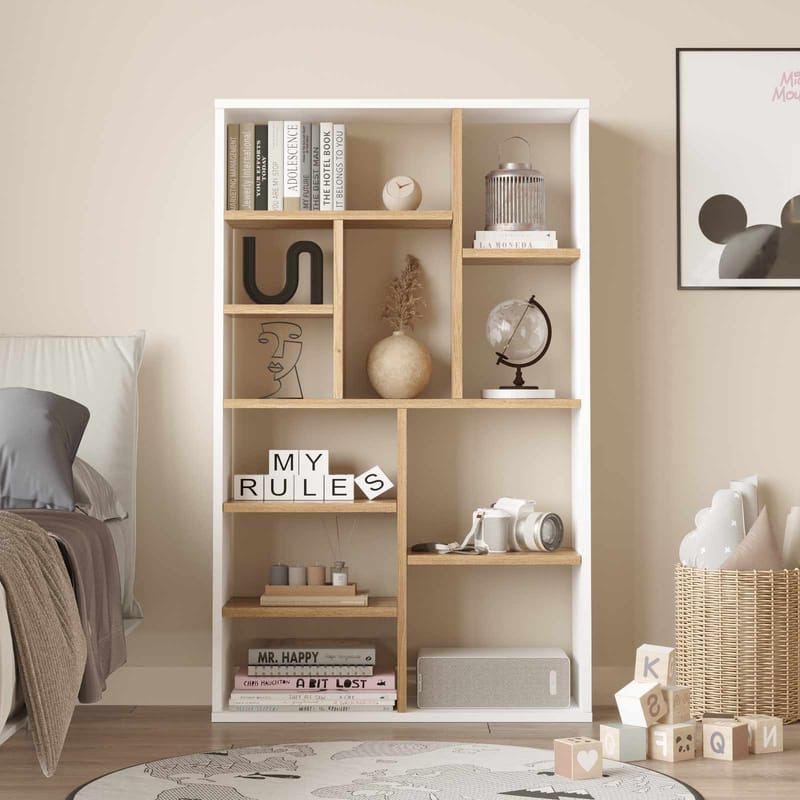 Bokhylle Skye Decor Bren (75 x 123,6 x 22 cm) Natural White - Naturlig og hvit - Oppbevaring - Hyller - Bokhylle