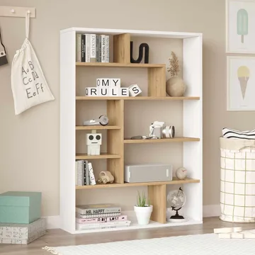 Bokhylle Skye Decor Cleo hylle (90 x 123,6 x 22 cm) Naturhvit - Naturlig og hvit - Oppbevaring - Hyller - Bokhylle