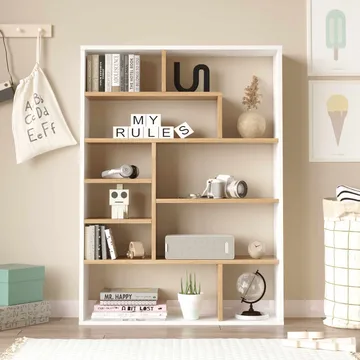 Bokhylle Skye Decor Cleo hylle (90 x 123,6 x 22 cm) Naturhvit - Naturlig og hvit - Oppbevaring - Hyller - Bokhylle