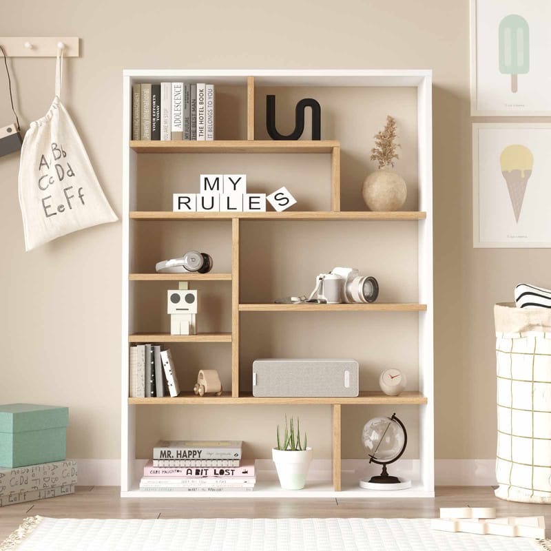 Bokhylle Skye Decor Cleo hylle (90 x 123,6 x 22 cm) Naturhvit - Naturlig og hvit - Oppbevaring - Hyller - Bokhylle