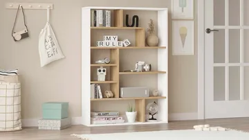 Bokhylle Skye Decor Cleo hylle (90 x 123,6 x 22 cm) Naturhvit - Naturlig og hvit - Oppbevaring - Hyller - Bokhylle