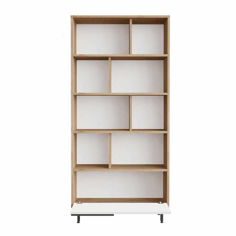 Bokhylle Skye Decor Dara (83,9 x 163,6 x 29,5 cm) naturlig hvit - Naturlig og hvit - Oppbevaring - Hyller - Bokhylle