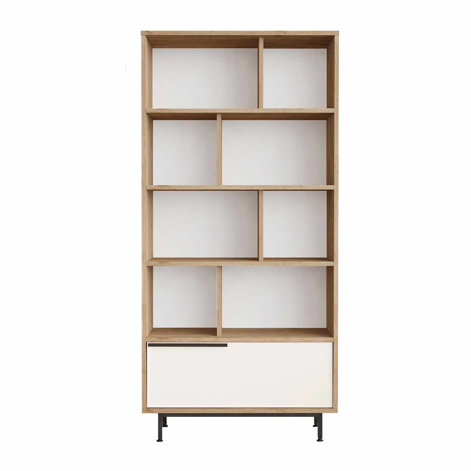 Bokhylle Skye Decor Dara (83,9 x 163,6 x 29,5 cm) naturlig hvit - Naturlig og hvit