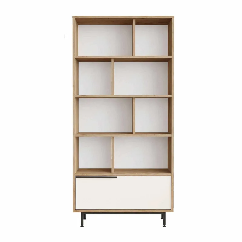 Bokhylle Skye Decor Dara (83,9 x 163,6 x 29,5 cm) naturlig hvit, Naturlig og hvit