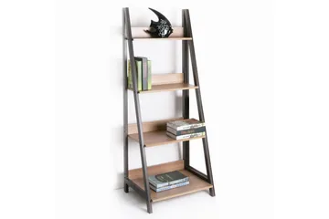 Step Bokhylle 48 cm i Tre med Metallramme - Lysebrun - Oppbevaring - Hyller - Bokhylle