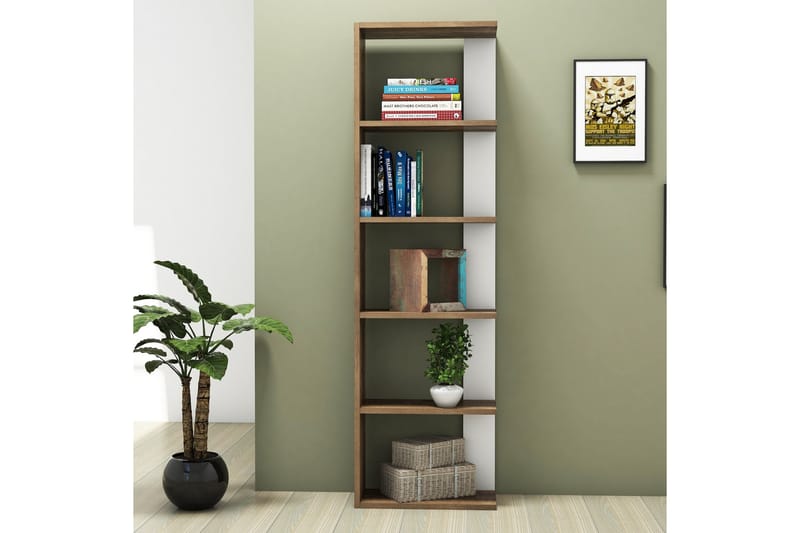 Strausser Bokhylle 47 cm - Valnøtt / Hvit - Oppbevaring - Hyller - Bokhylle