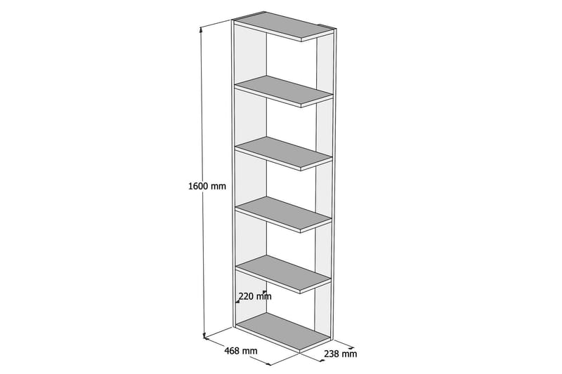 Strausser Bokhylle 47 cm - Valnøtt / Hvit - Bokhylle