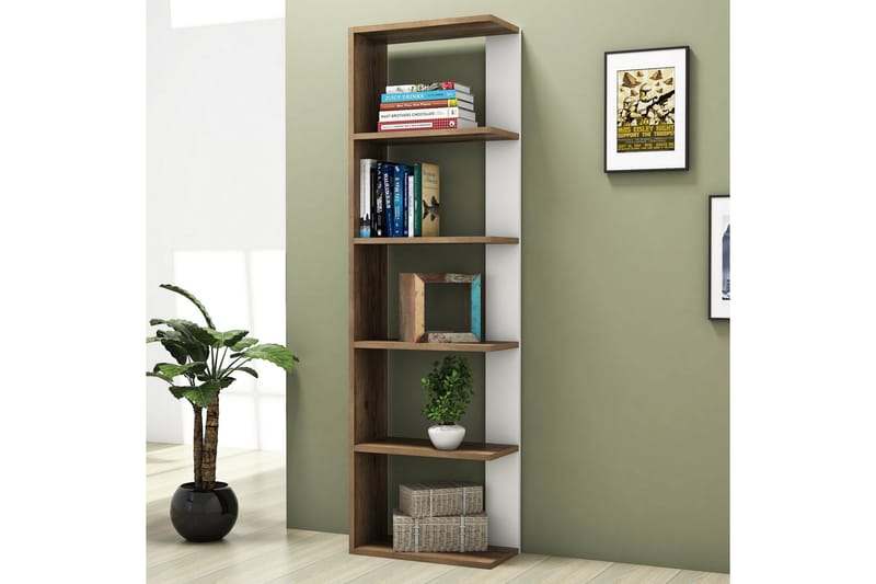 Strausser Bokhylle 47 cm - Valnøtt / Hvit - Oppbevaring - Hyller - Bokhylle
