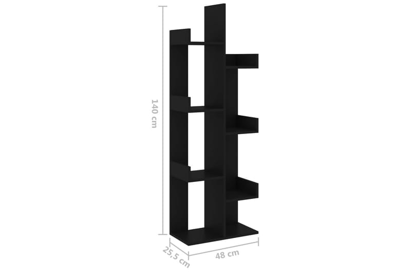 Bokhylle svart 48x25,5x140 cm sponplate - Svart - Oppbevaring - Hyller - Bokhylle