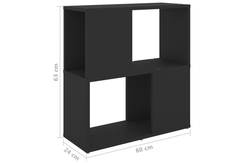 Bokhylle svart 60x24x63 cm sponplate - Svart - Oppbevaring - Hyller - Bokhylle