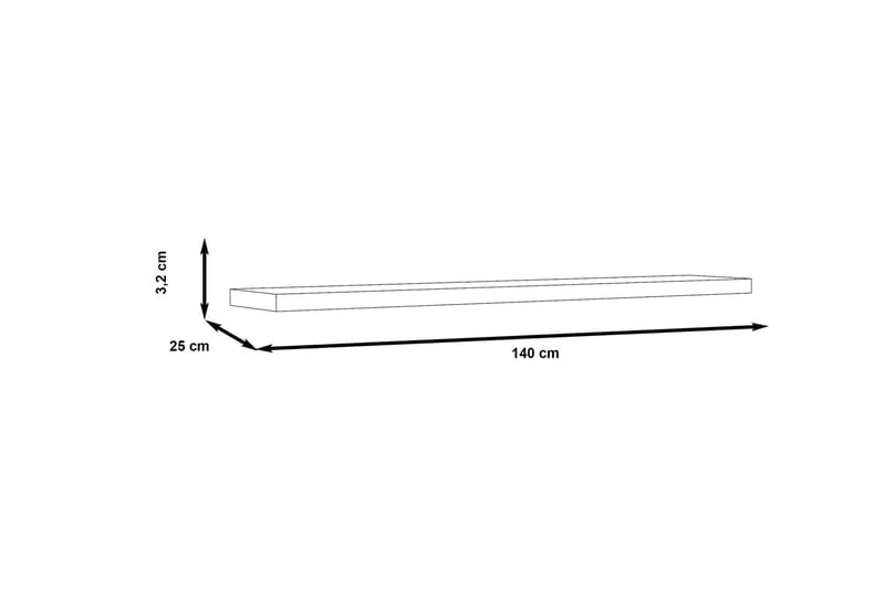 Talebi Hylleplan 25x140 cm - Brun - Oppbevaring - Hyller - Bokhylle
