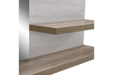 Talebi Vegghylle med Speil 25x213 cm - Brun / Hvit - Oppbevaring - Hyller - Vegghylle