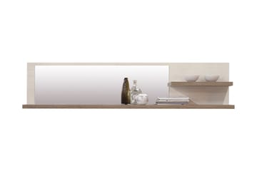 Talebi Vegghylle med Speil 25x213 cm - Brun / Hvit - Oppbevaring - Hyller - Bokhylle