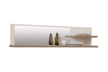 Talebi Vegghylle med Speil 25x213 cm - Brun / Hvit - Oppbevaring - Hyller - Bokhylle