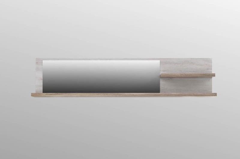 Talebi Vegghylle med Speil 25x213 cm - Brun / Hvit - Oppbevaring - Hyller - Bokhylle