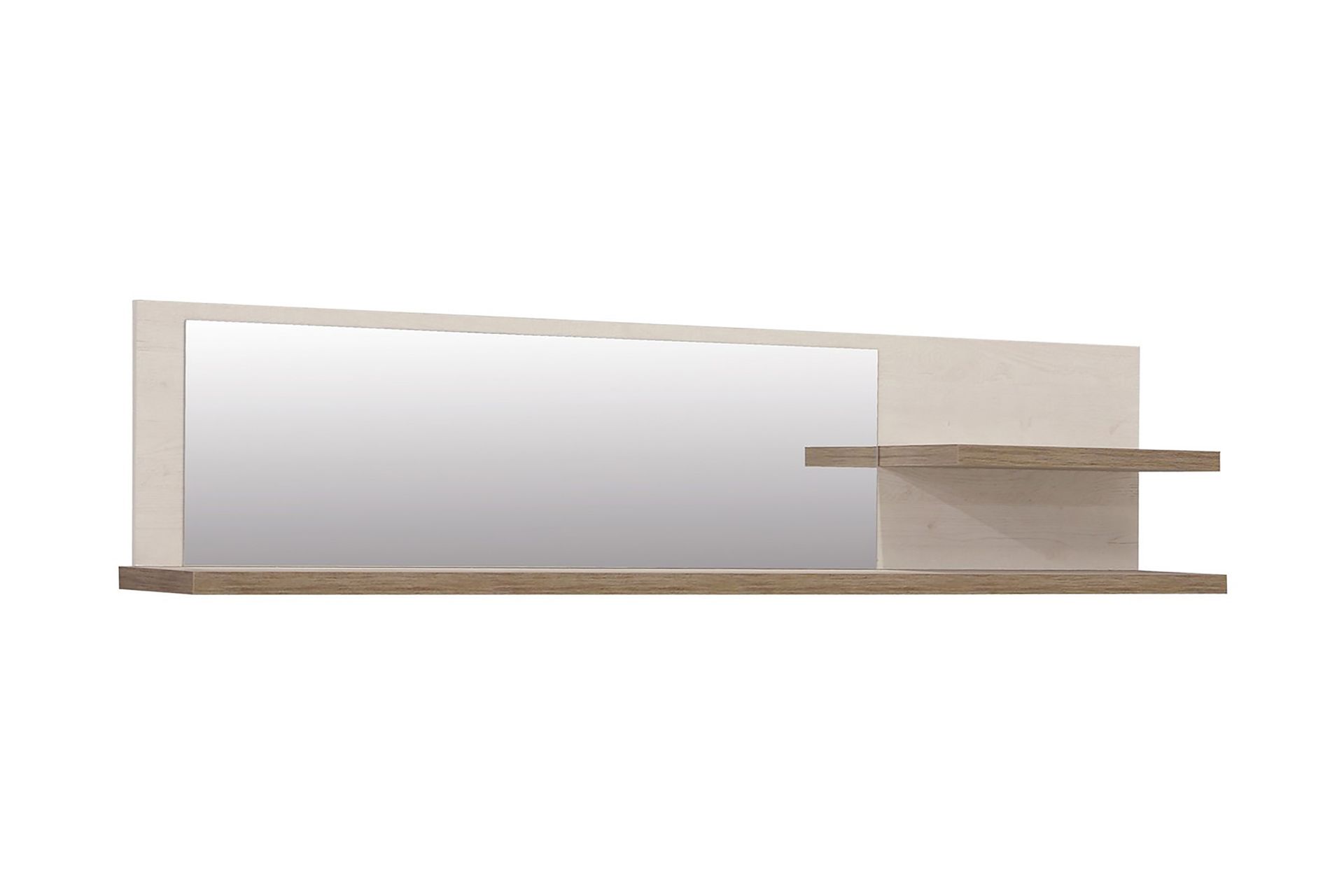 Talebi Vegghylle med Speil 25x213 cm - Brun / Hvit - Oppbevaring - Hyller - Bokhylle