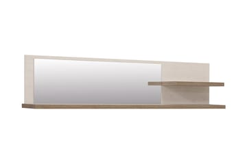 Talebi Vegghylle med Speil 25x213 cm - Brun / Hvit - Oppbevaring - Hyller - Bokhylle