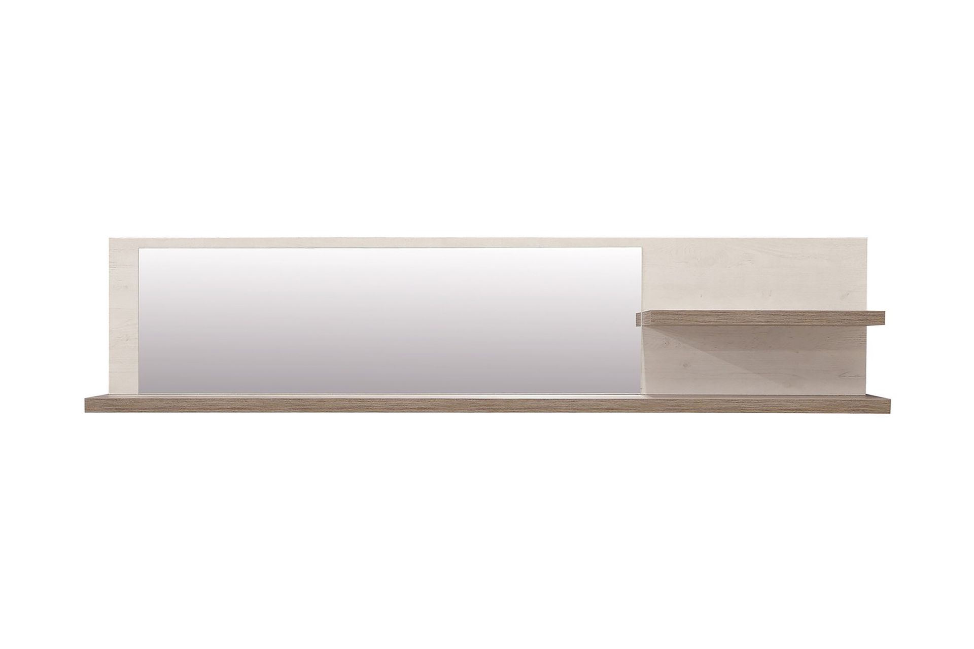 Talebi Vegghylle med Speil 25x213 cm - Brun / Hvit - Oppbevaring - Hyller - Bokhylle